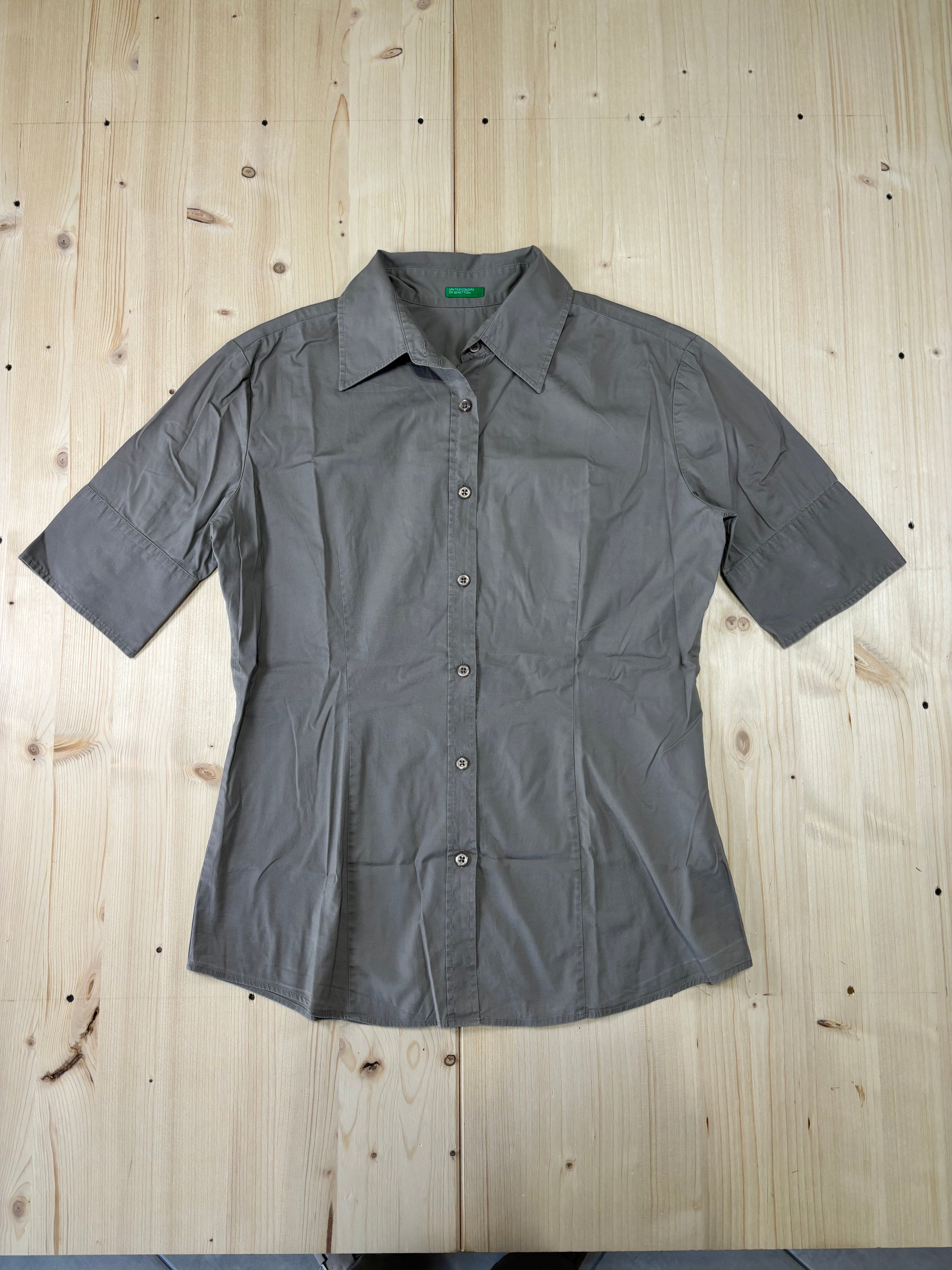 Camicia Donna Benetton Tortora a Manica Corta Vintage