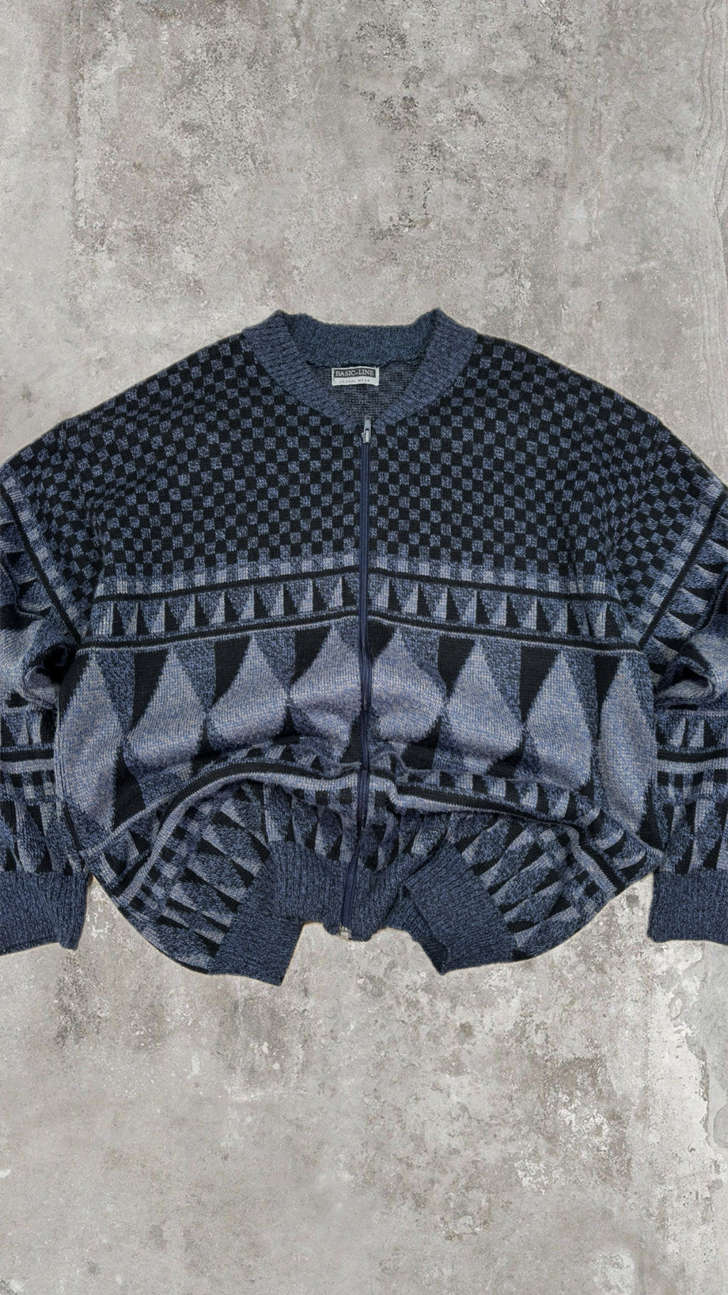 Maglione Vintage 90s con Zip in Misto Lana