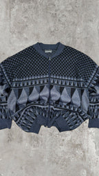 Maglione Vintage 90s con Zip in Misto Lana