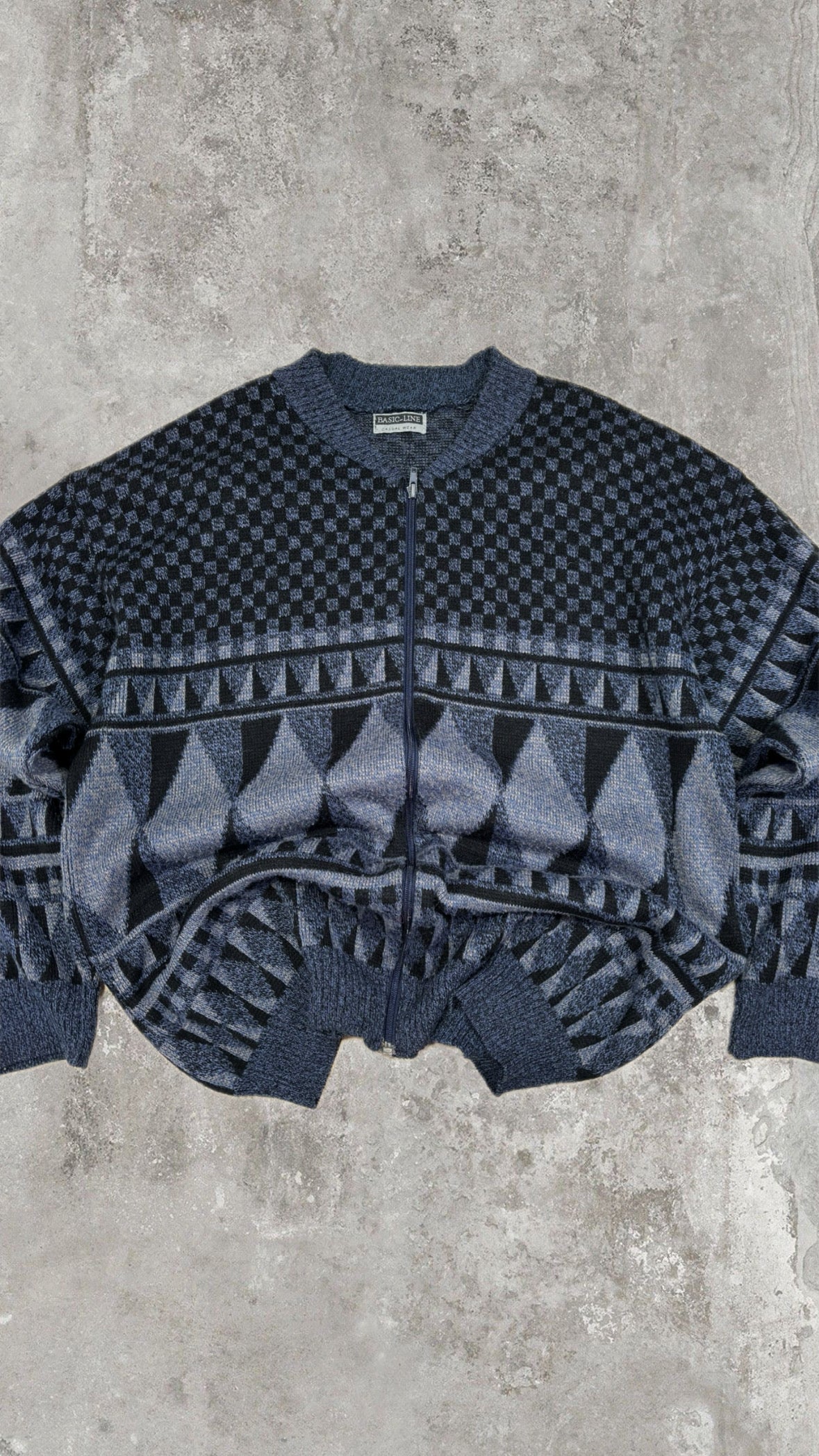 Maglione Vintage 90s con Zip in Misto Lana