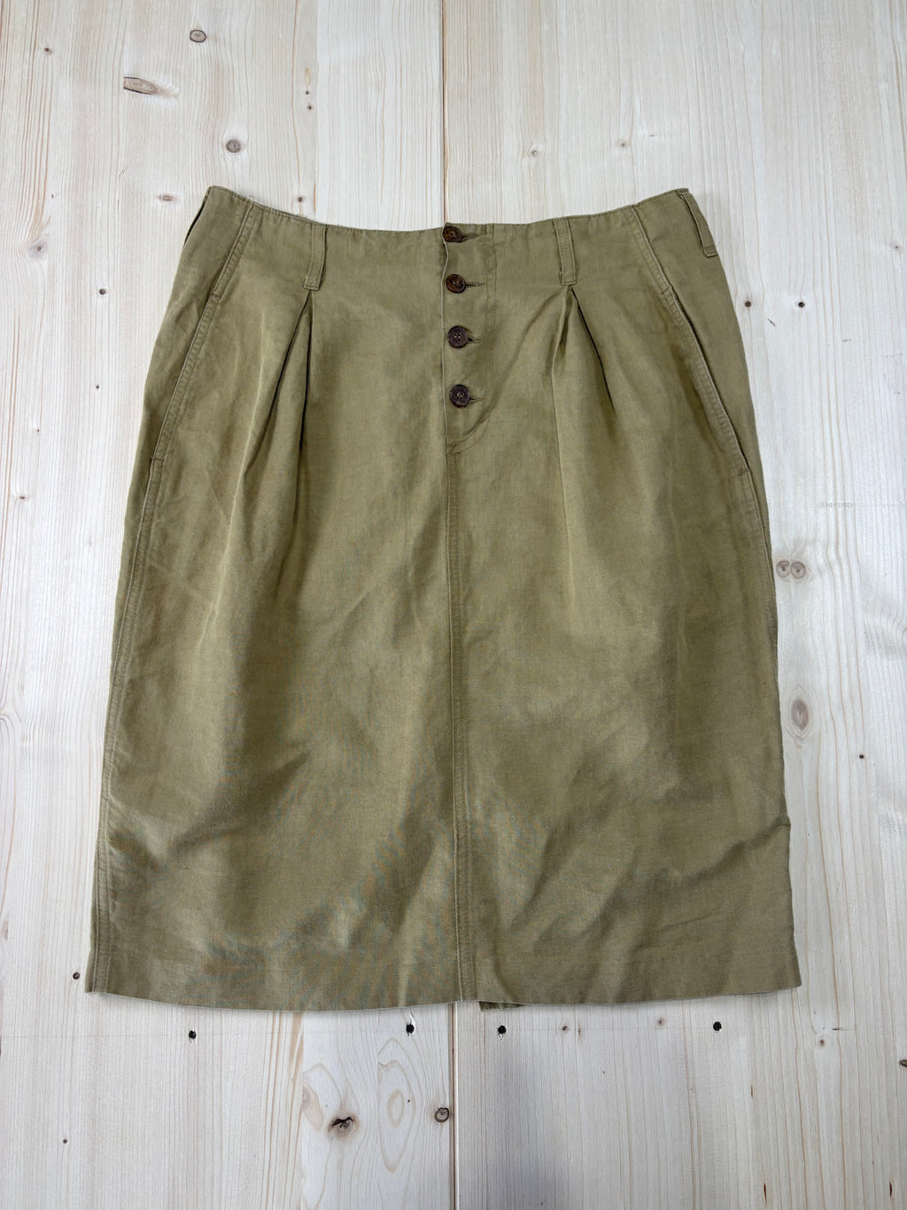Gonna Midi Lino Benetton Vintage Beige Donna