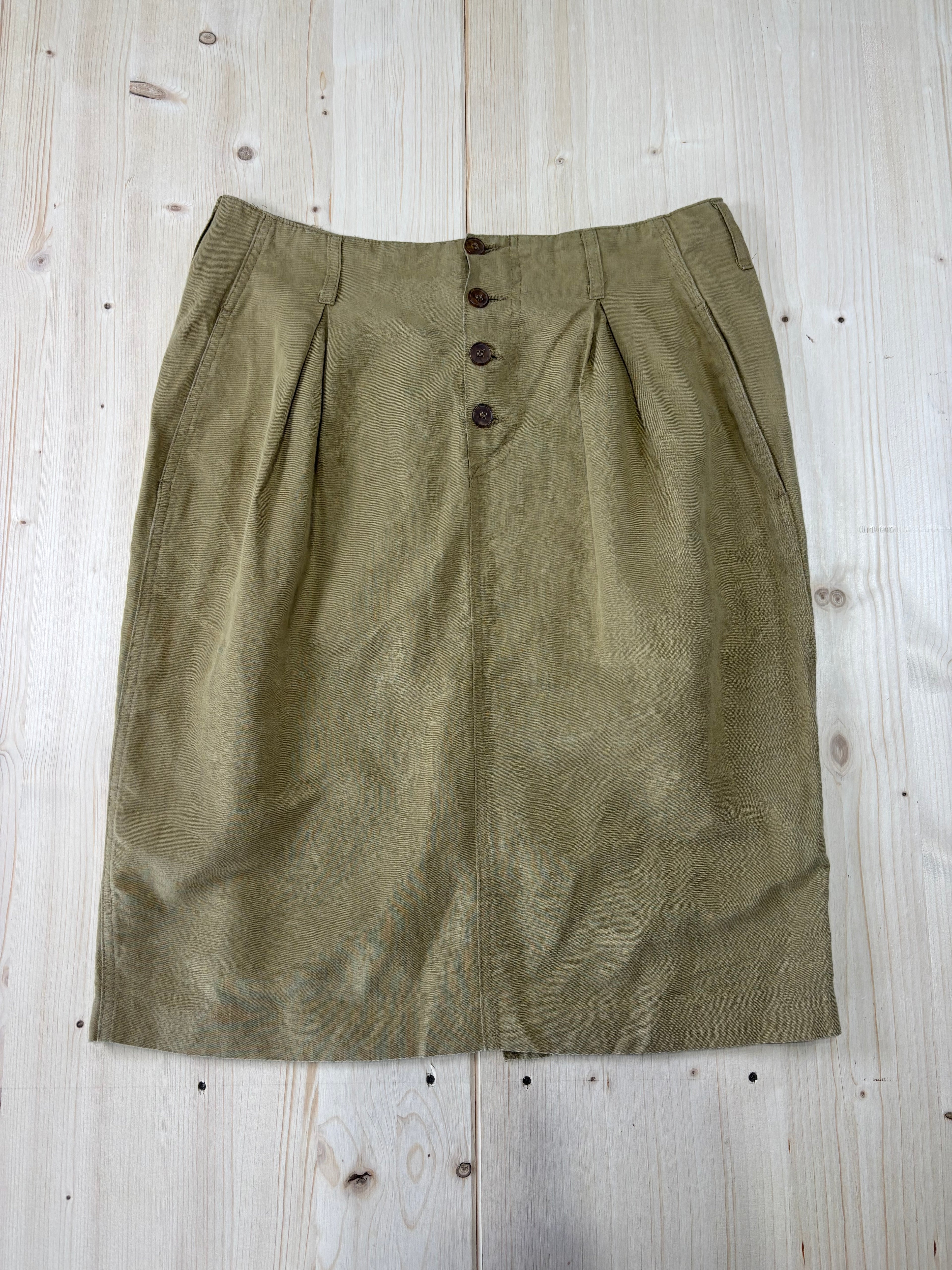 Gonna Midi Lino Benetton Vintage Beige Donna