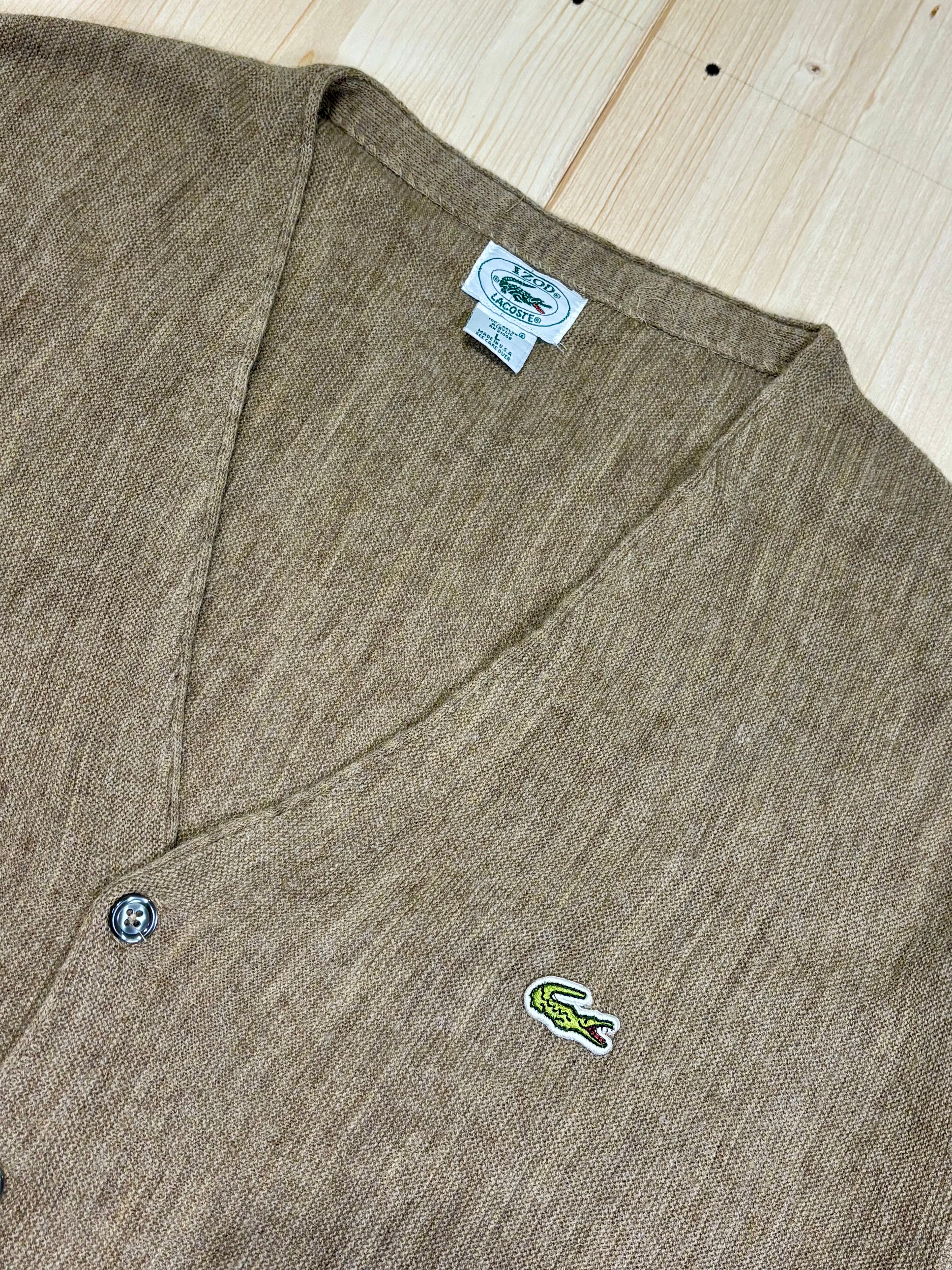 Lacoste Vintage V-Neck Cardigan – Beige