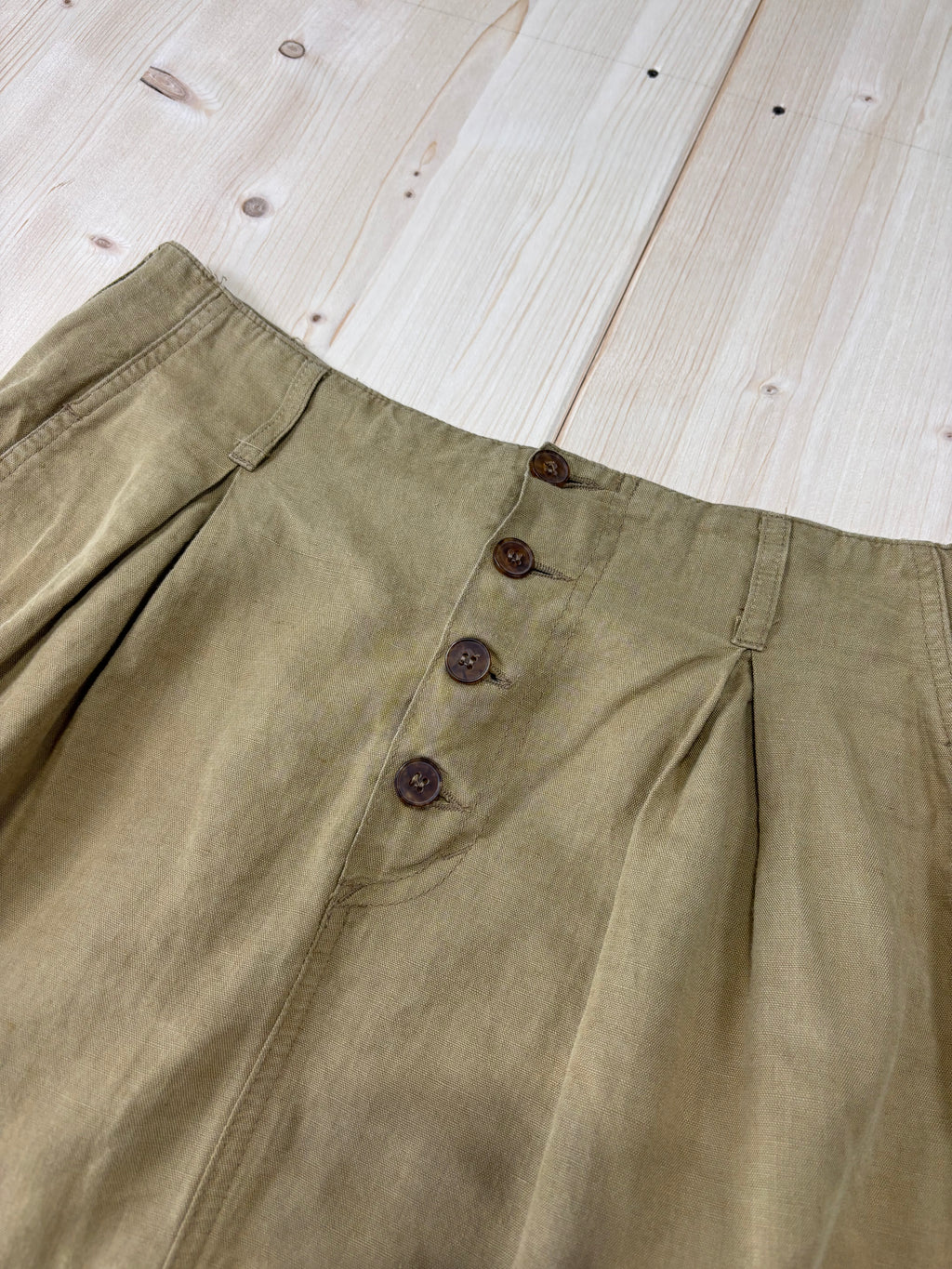 Gonna Midi Lino Benetton Vintage Beige Donna