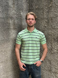 Polo Lacoste Vintage Verde Menta a Righe Uomo
