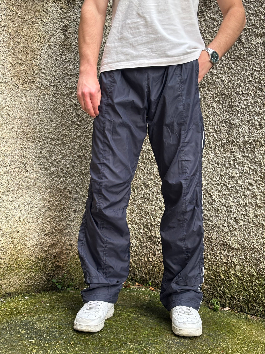 Adidas Vintage Track Pants Blu Navy Loose Fit