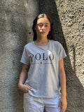 T-Shirt Polo Ralph Lauren Grigia con Logo Frontale - Maglietta Casual Donna