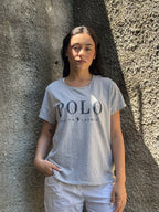 T-Shirt Polo Ralph Lauren Grigia con Logo Frontale - Maglietta Casual Donna