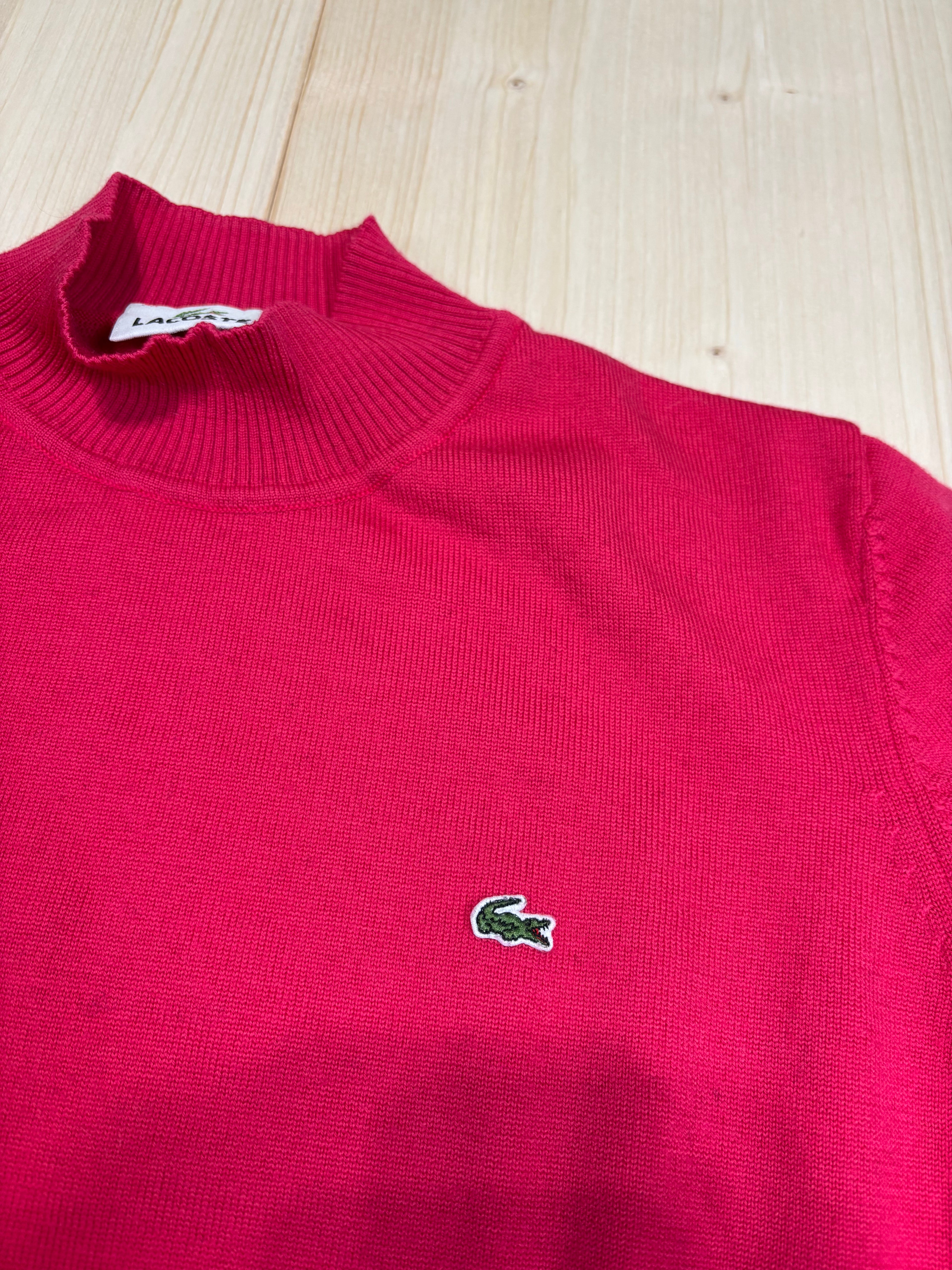 Vintage Lacoste Knit Mock Neck Top Short Sleeve - Fuchsia