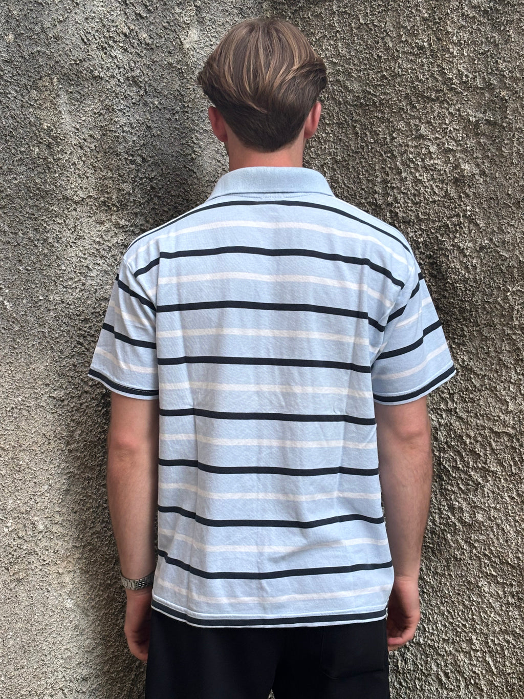 Polo Lacoste Uomo Azzurro Chiaro a Righe Orizzontali con Logo