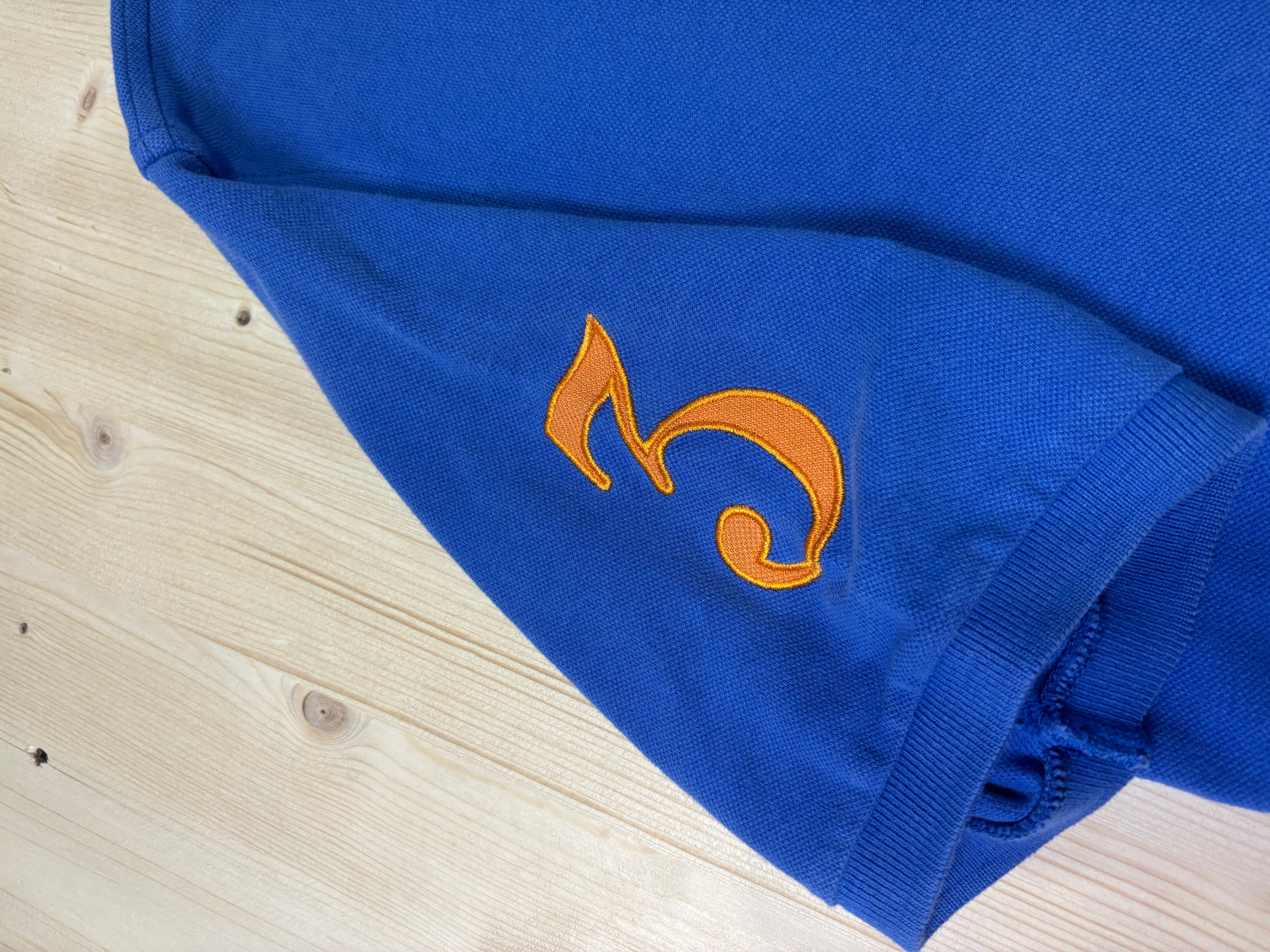 Polo Ralph Lauren Uomo Blu Royal Big Pony con Logo Arancione e Patch sulla Manica
