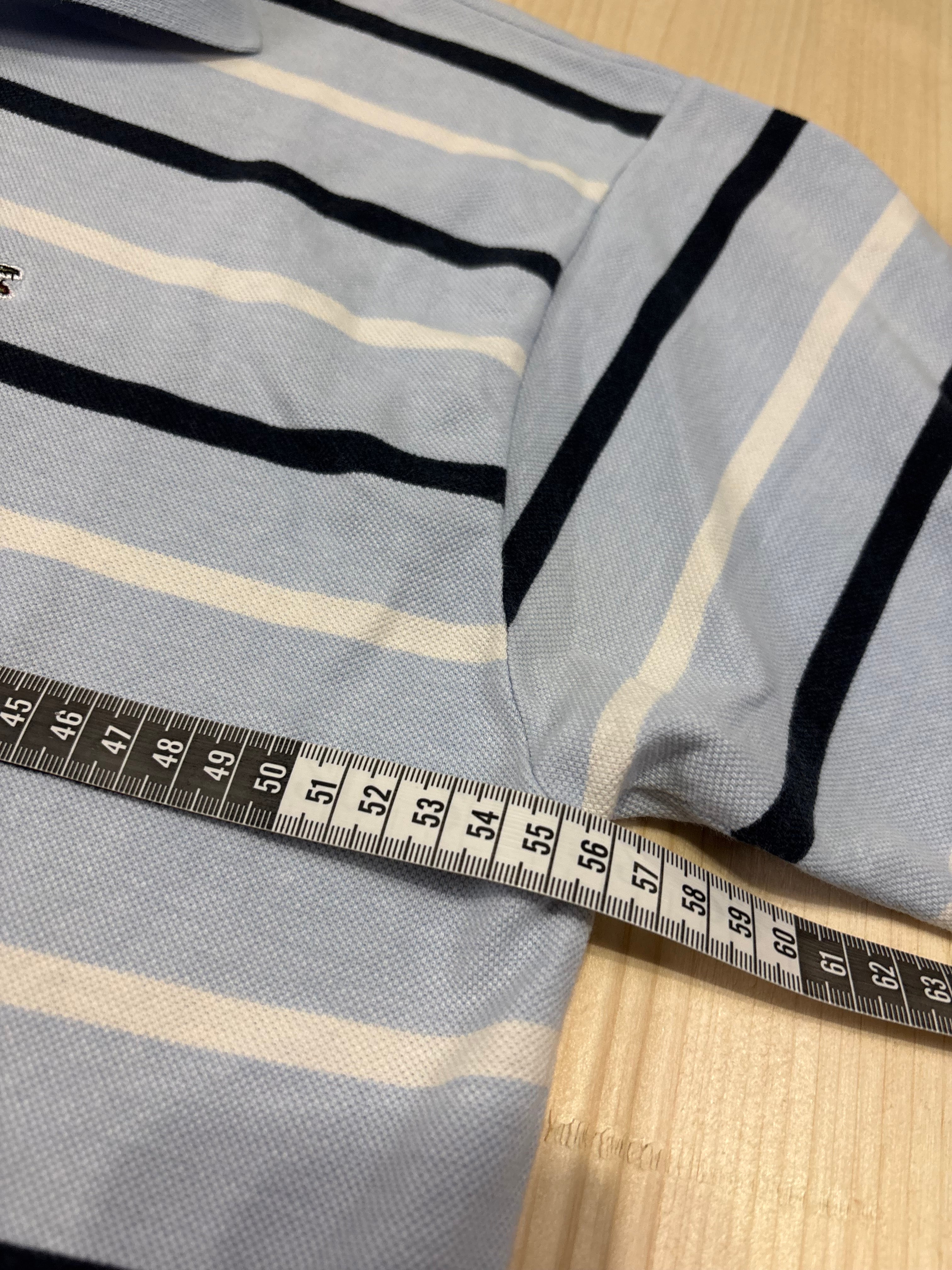 Polo Lacoste Uomo Azzurro Chiaro a Righe Orizzontali con Logo