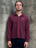 Polo Lacoste Uomo Bordeaux in Cotone a Maniche Lunghe