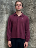 Polo Lacoste Uomo Bordeaux in Cotone a Maniche Lunghe