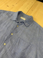 Camicia Unisex Uniqlo Azzurra in Lino Vintage