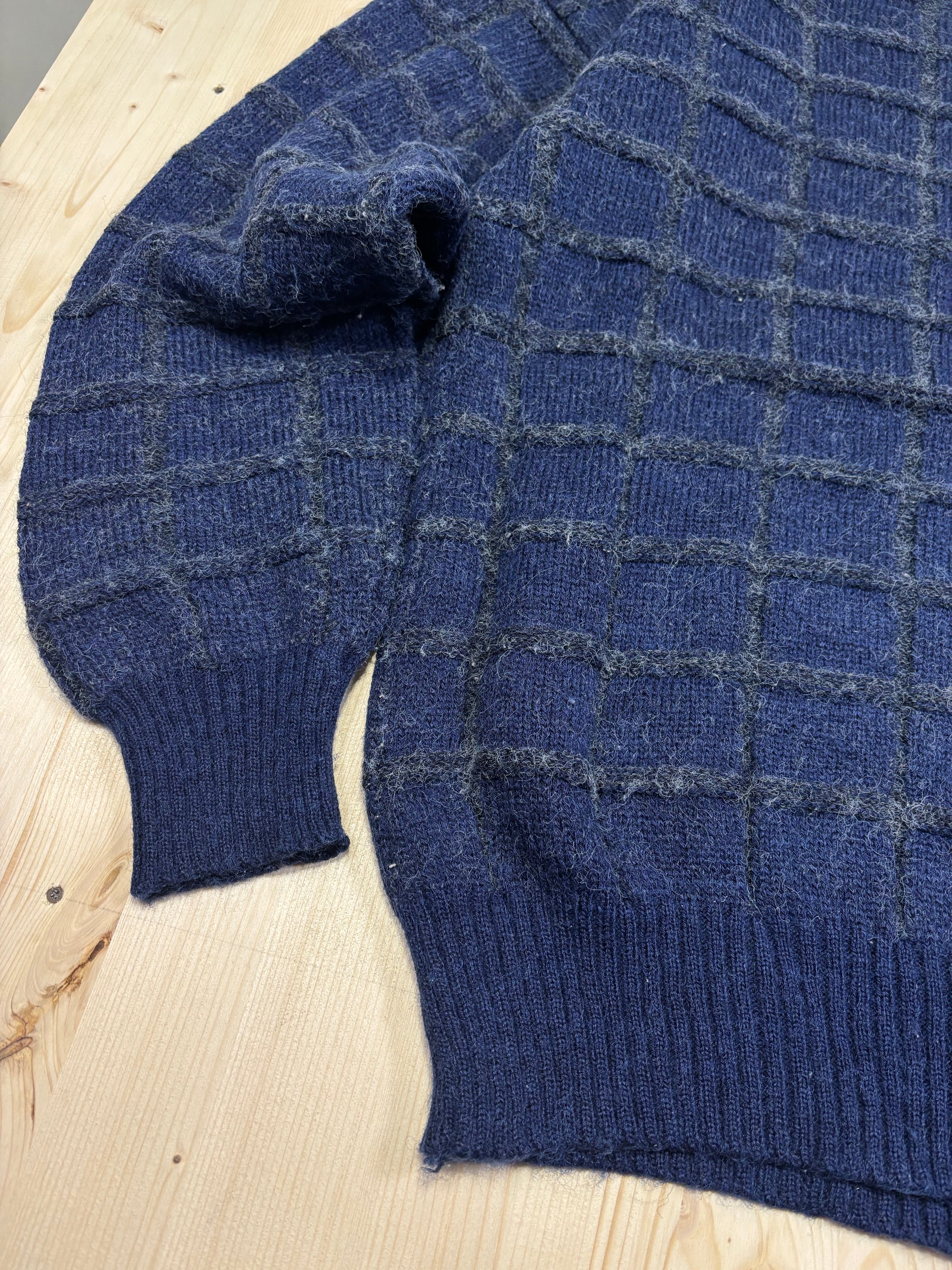 Vintage Lacoste Check Knit Crewneck Sweater – Navy Blue