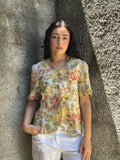 Camicia Donna Vintage Floreale in Lino e Cotone