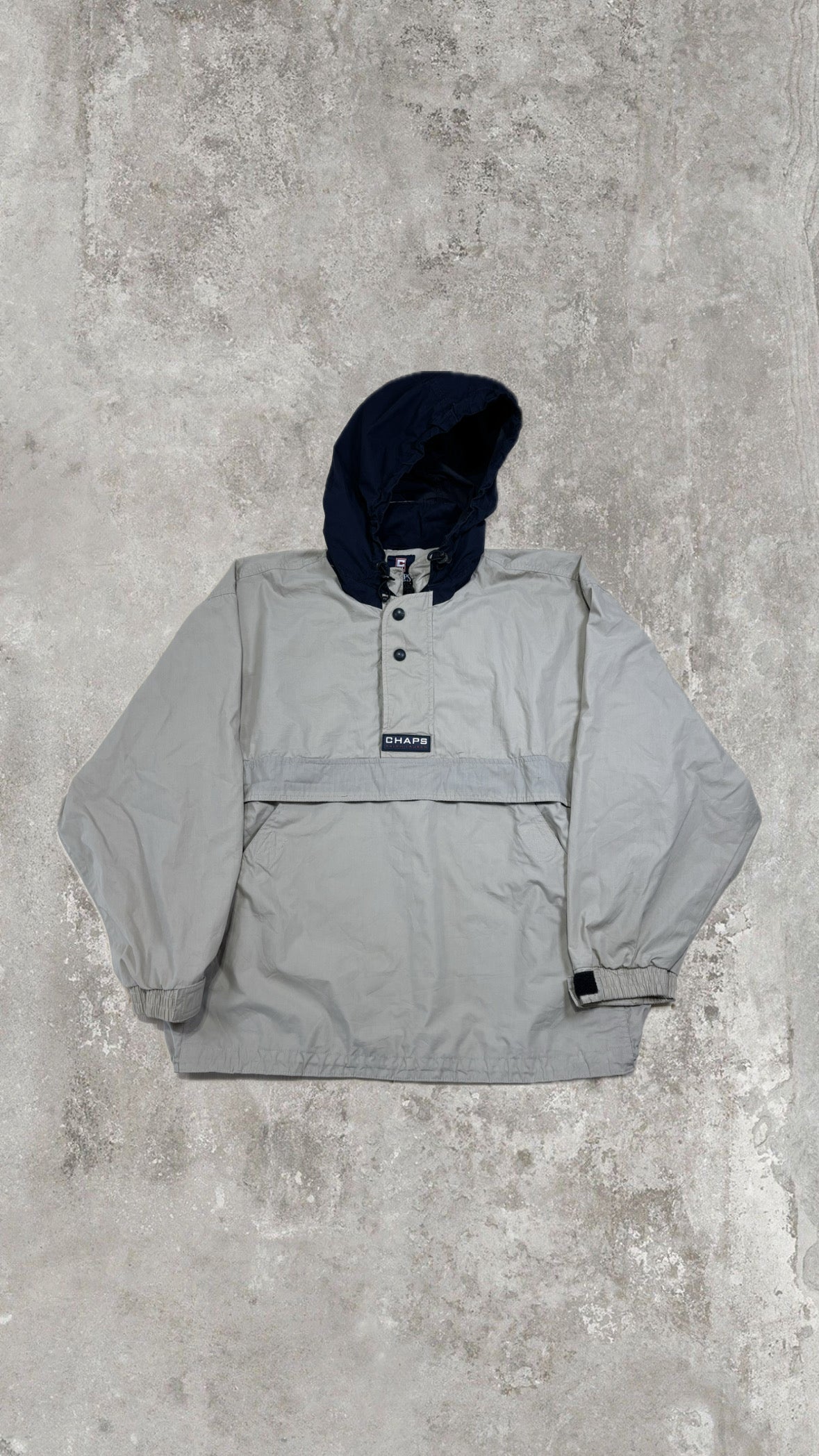 Vintage Chaps Ralph Lauren Hooded Anorak Jacket Beige / Navy