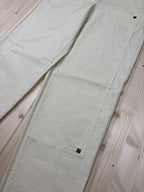 Pantalone Donna Beige in Lino a Vita Alta Vintage