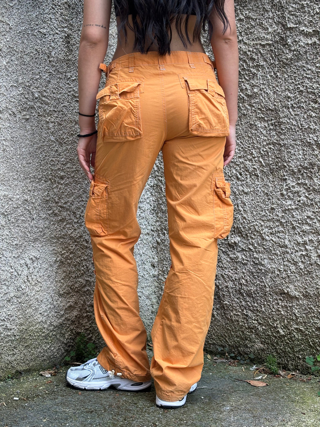 Pantalone Cargo Donna Arancione Vita Bassa / Y2K