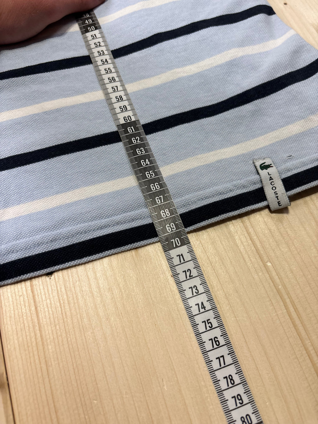 Polo Lacoste Uomo Azzurro Chiaro a Righe Orizzontali con Logo