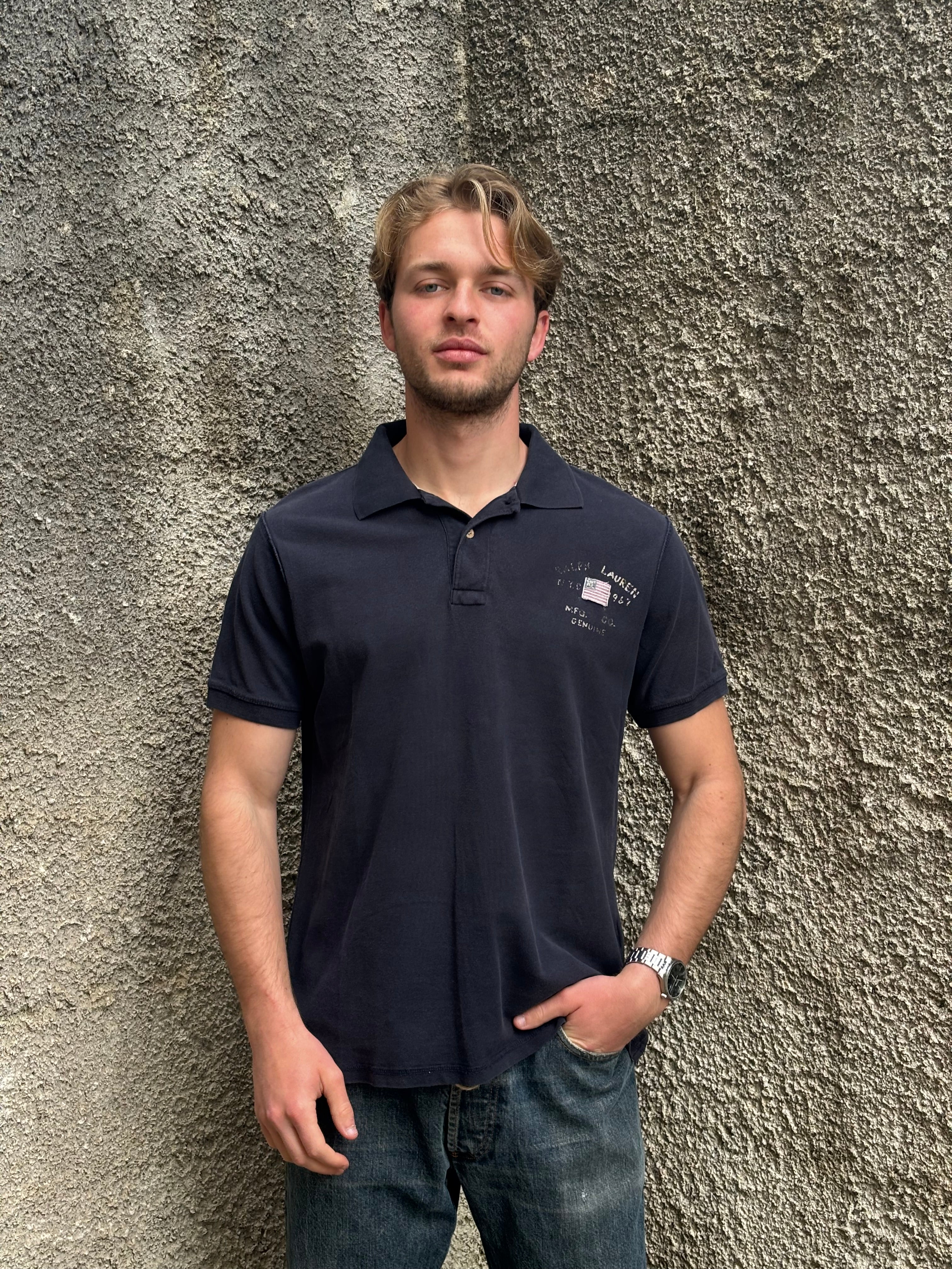 Polo Ralph Lauren Navy Flag Print Polo Shirt
