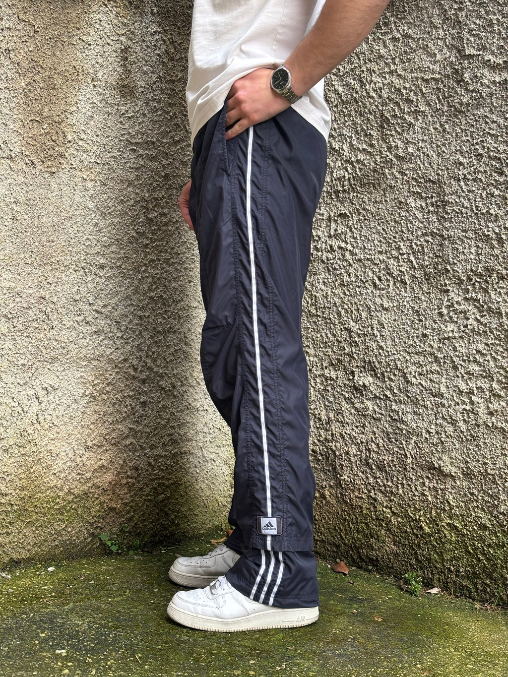 Adidas Vintage Track Pants Blu Navy Loose Fit