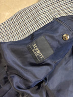 Vintage Schmitt & Lair Blazer Wool & Silk – Micro Check Blu & Bianco, Made in Germany