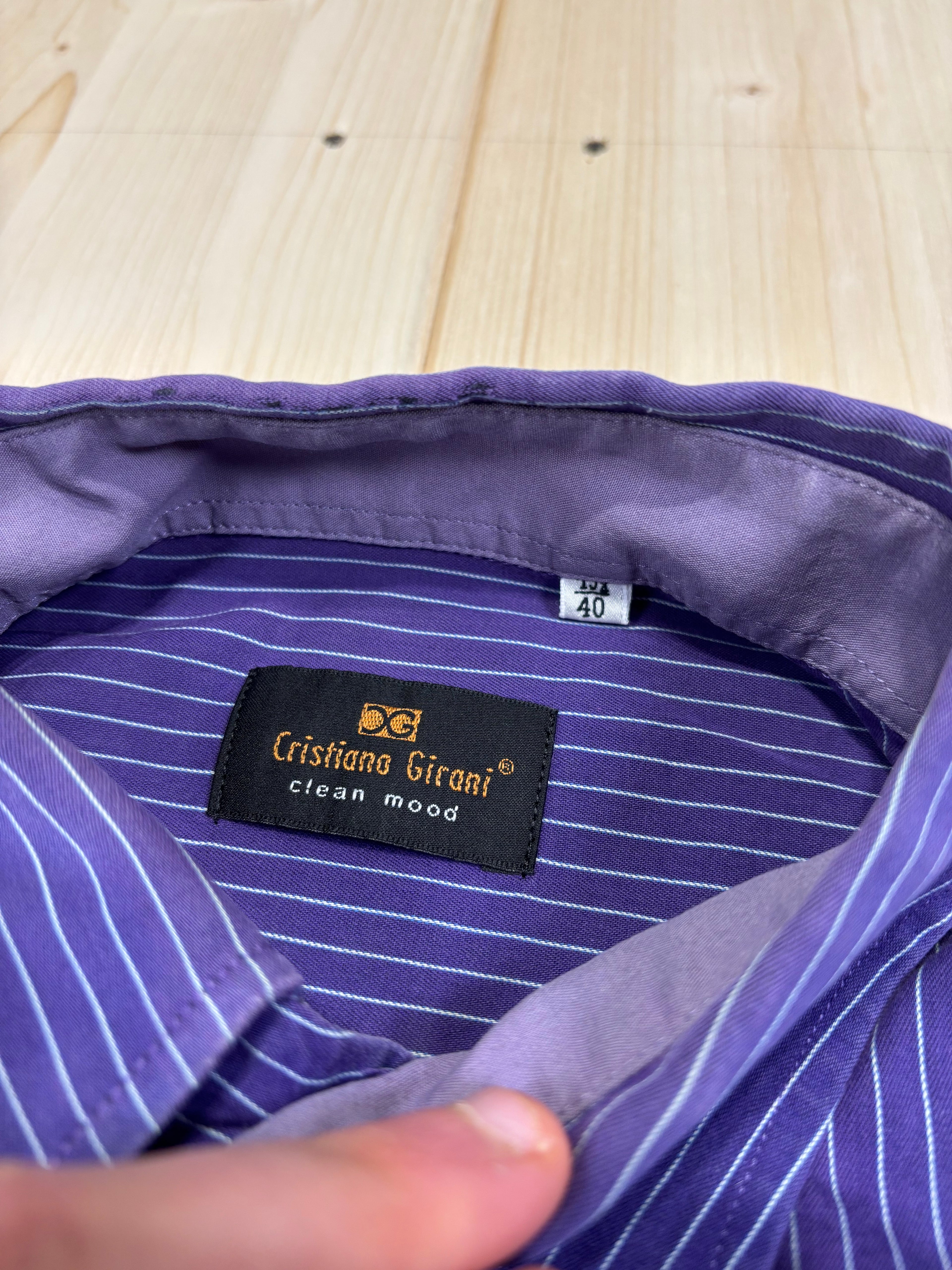 Cristiano Gironi Striped Button-Down Shirt Purple
