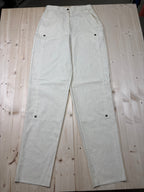 Pantalone Donna Beige in Lino a Vita Alta Vintage