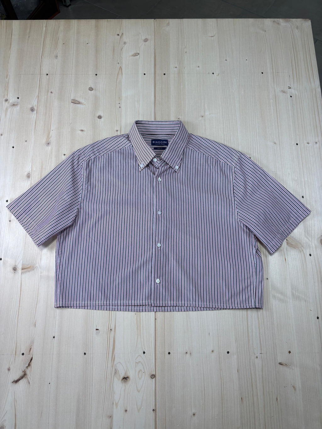 Camicia Cropped Vintage a Righe Biaggini Rosso/Bianco