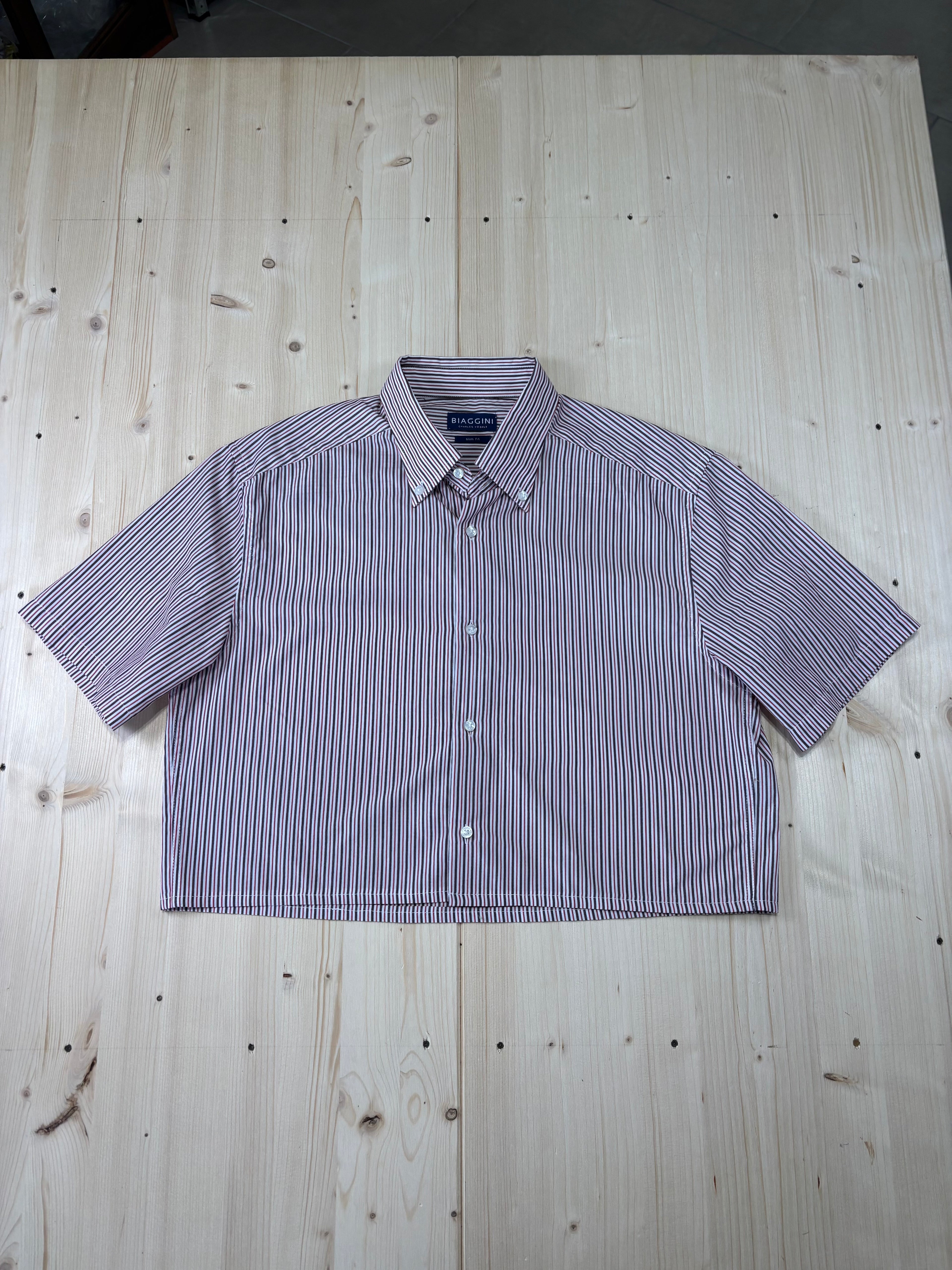 Camicia Cropped Vintage a Righe Biaggini Rosso/Bianco