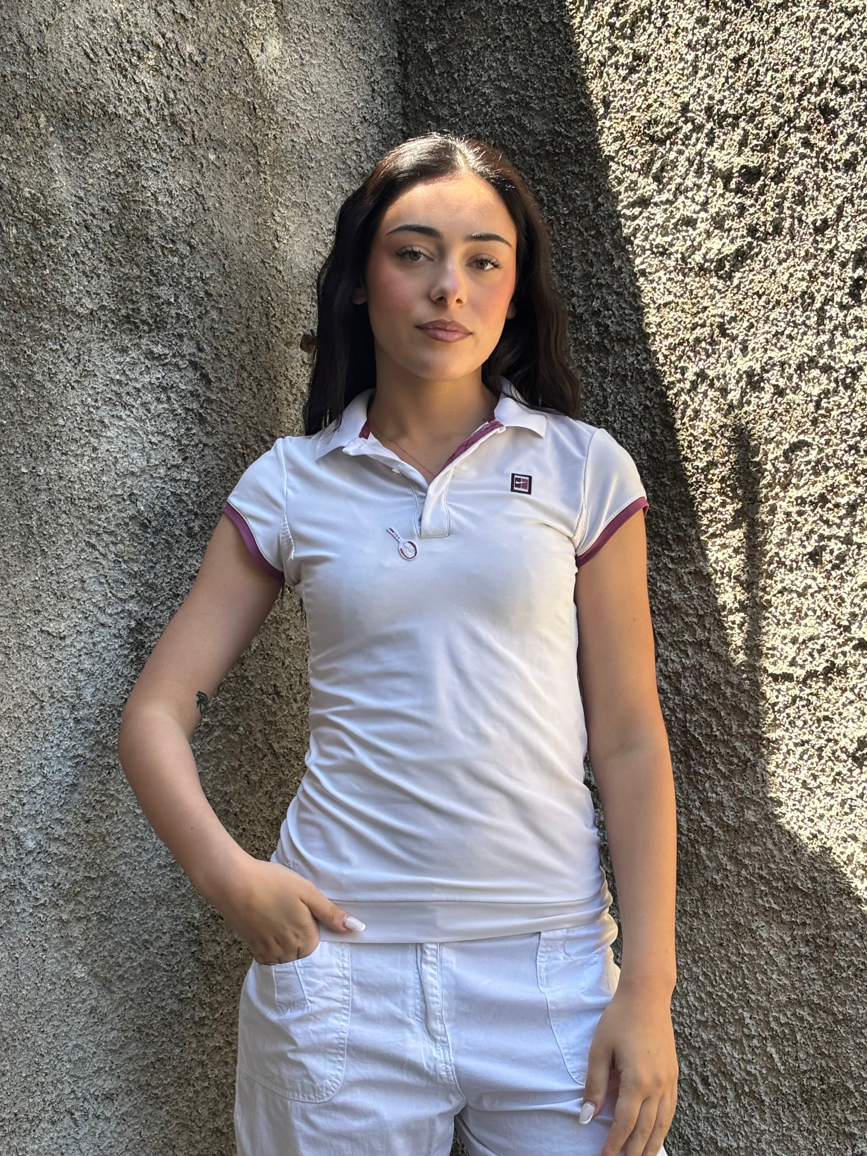 Polo Sportiva Nike Court Vintage Bianca - Maglietta Tennis Slim Fit Donna