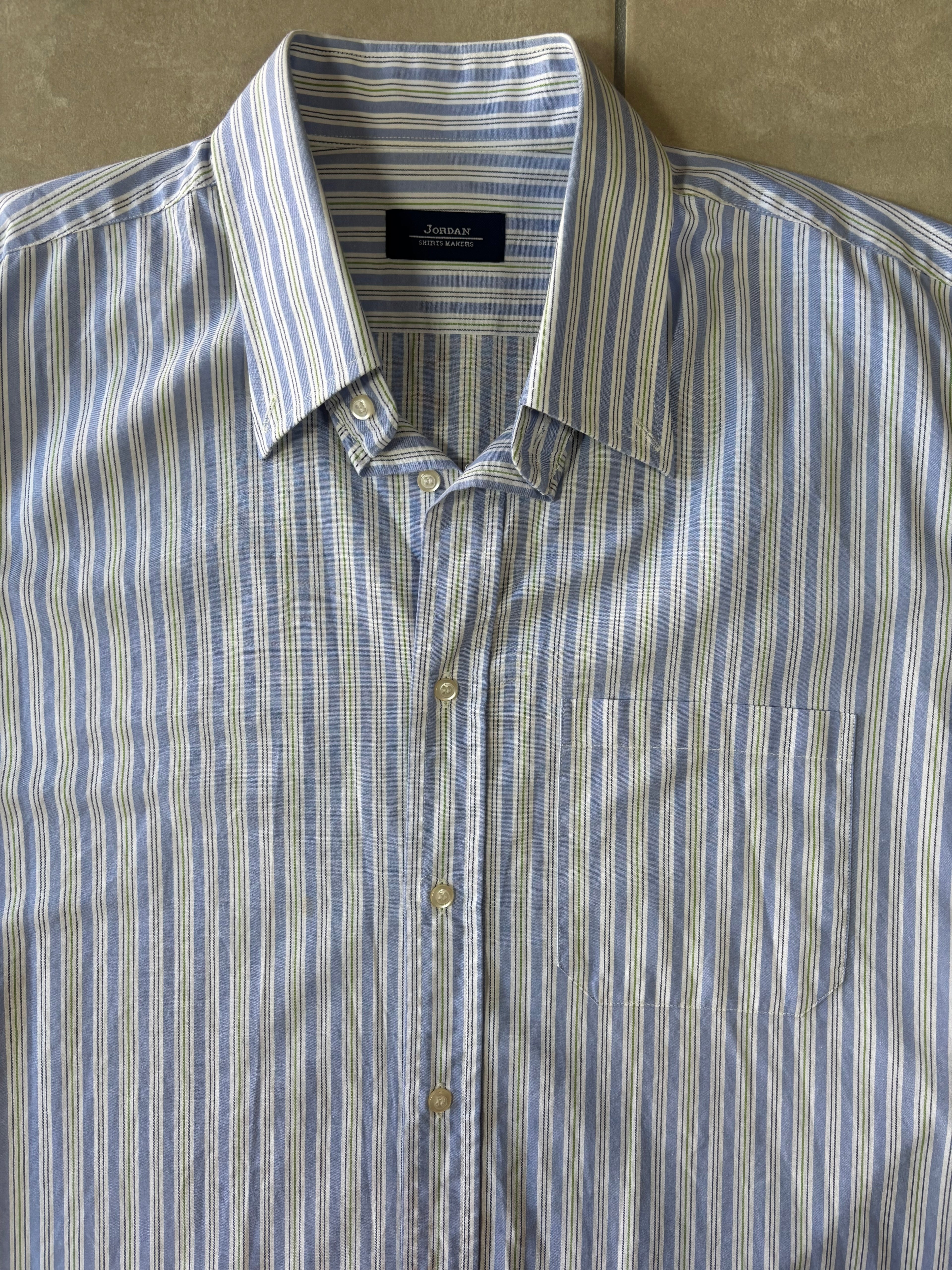 Blue & White Striped Short Sleeve Shirt