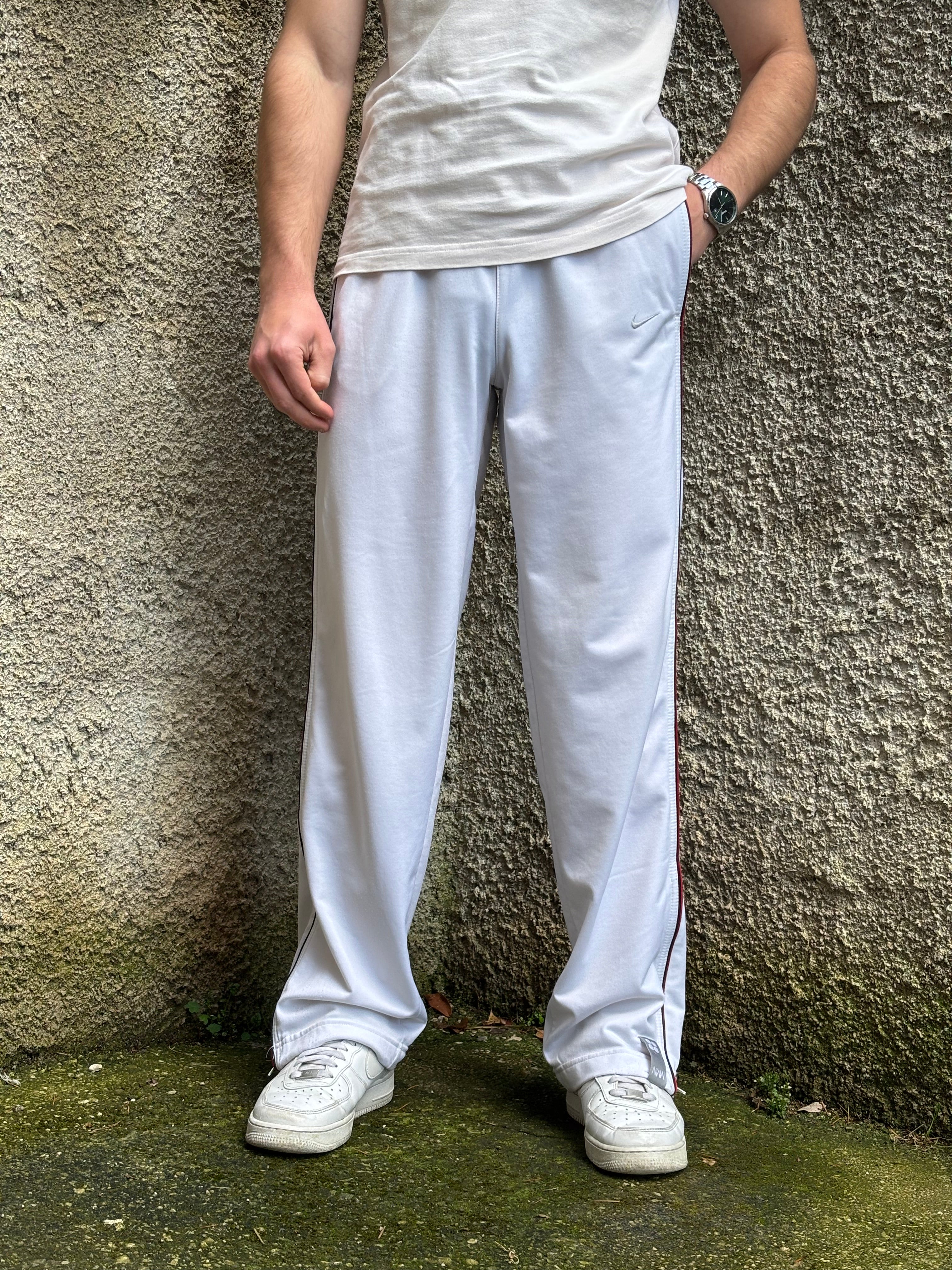 Nike Vintage White Track Pants with Red Side Piping