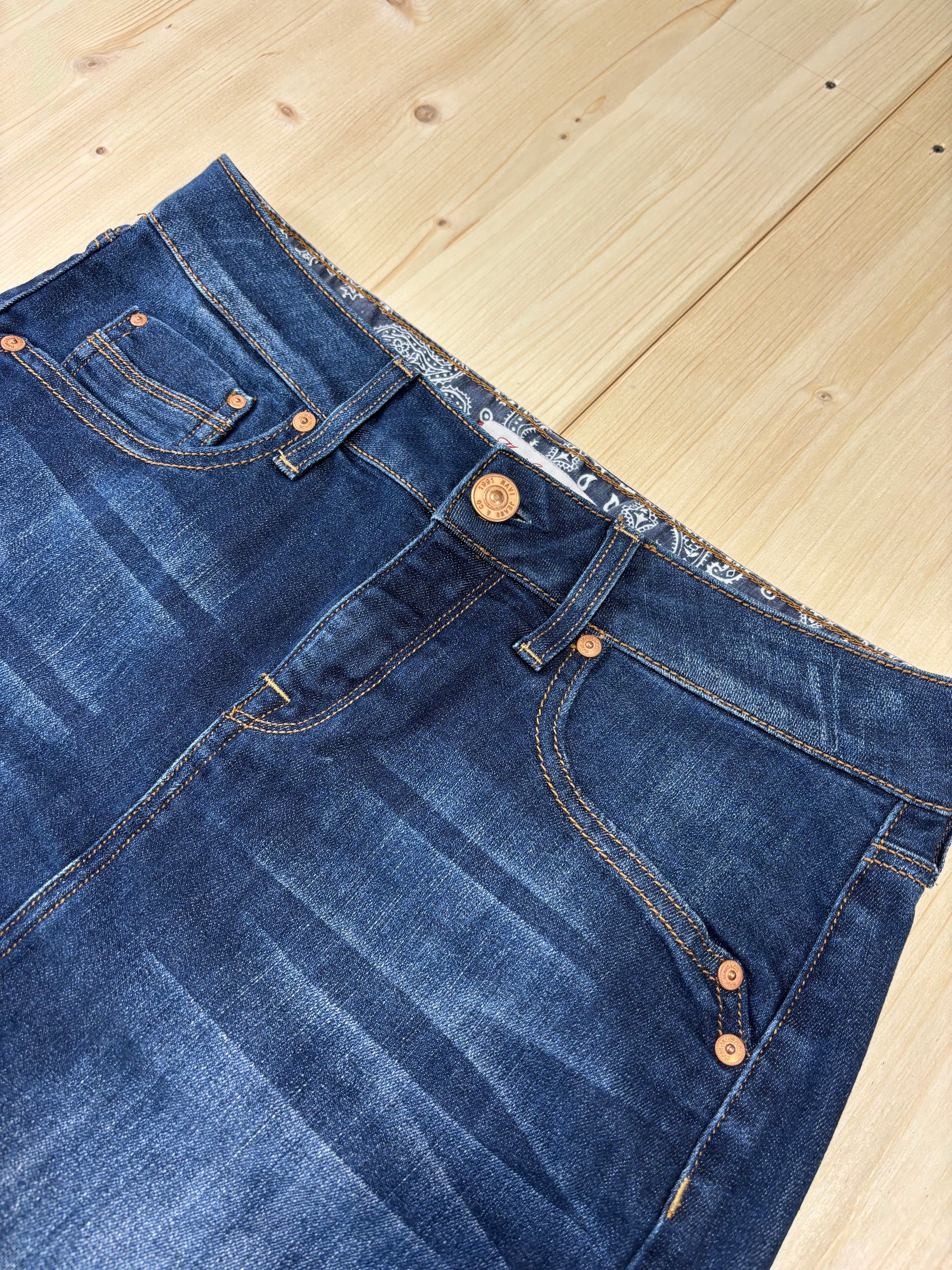 Minigonna Denim Mavi Blu Scuro Donna Y2K Vintage