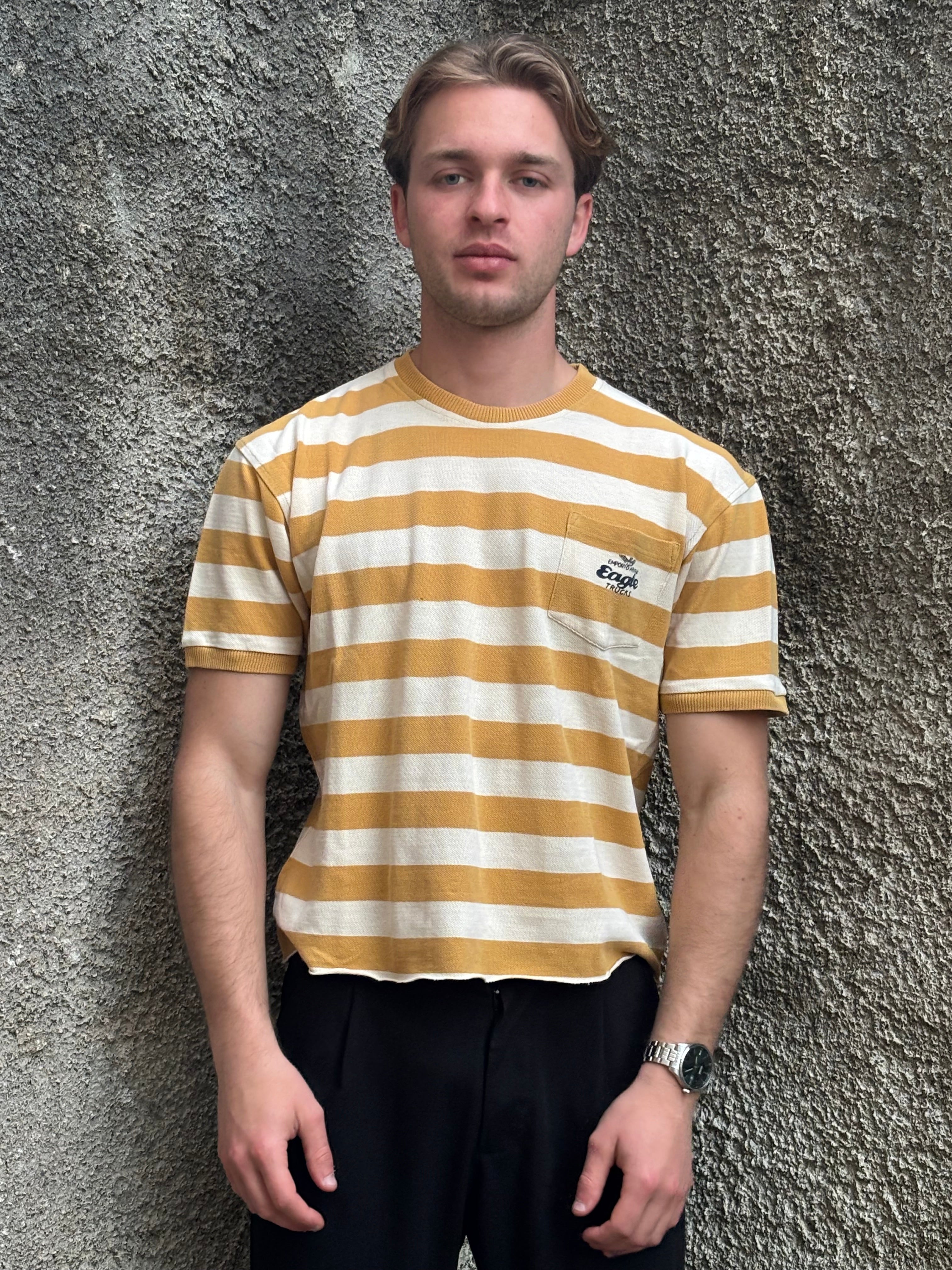T-shirt Crop Emporio Armani Y2K Vintage a Righe