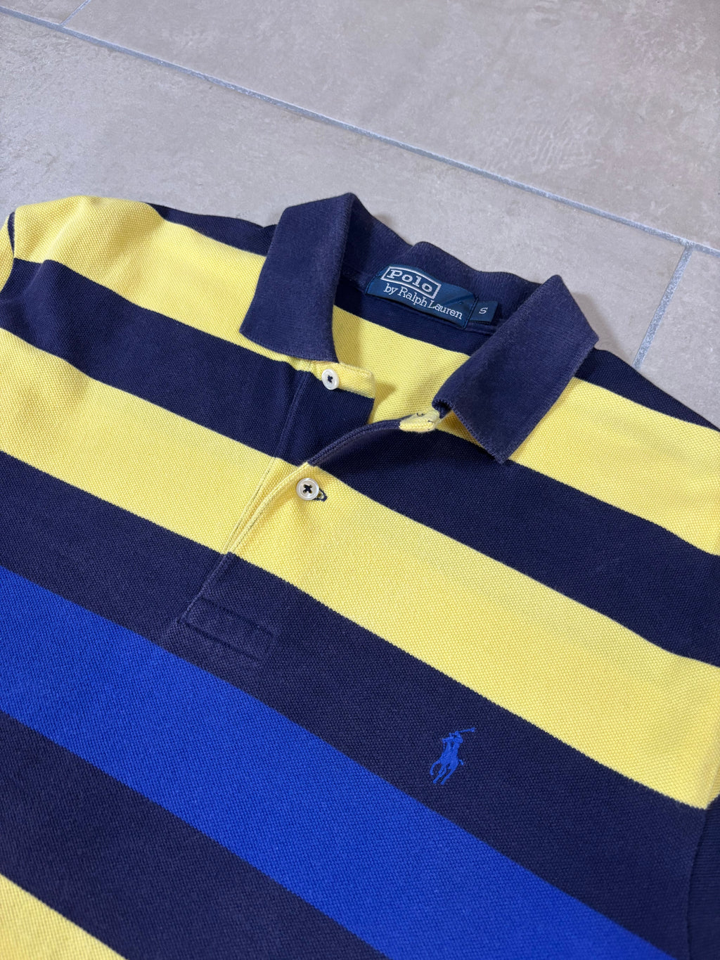 Polo Ralph Lauren Yellow & Navy Striped Polo Shirt