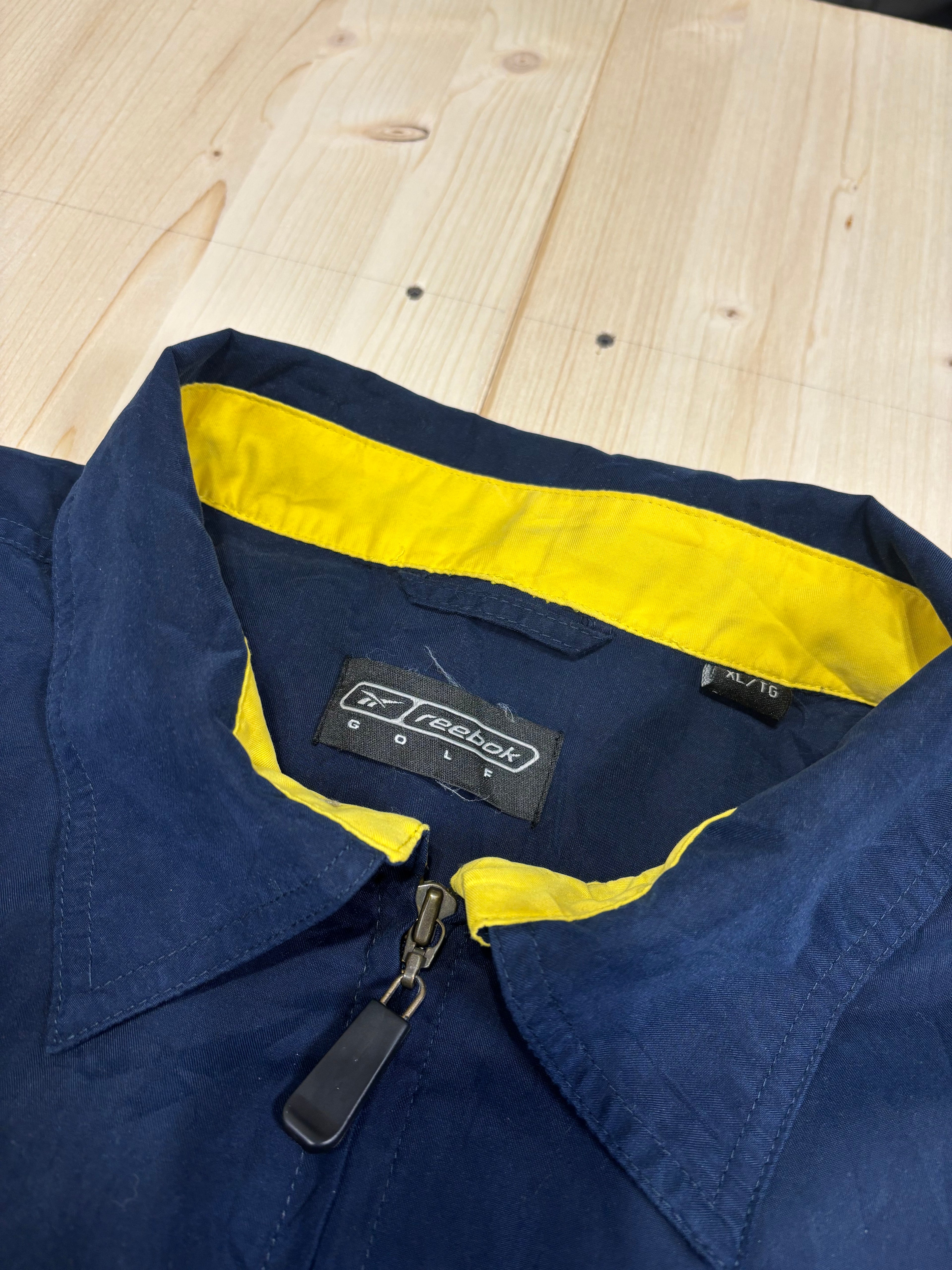 Reebok Golf Vintage Navy Harrington Jacket Yellow Lining