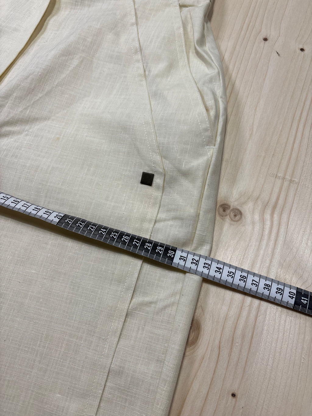 Pantalone Donna Beige in Lino a Vita Alta Vintage