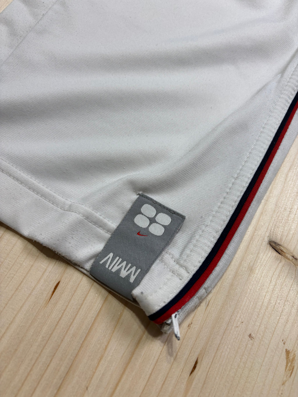 Nike Vintage White Track Pants with Red Side Piping