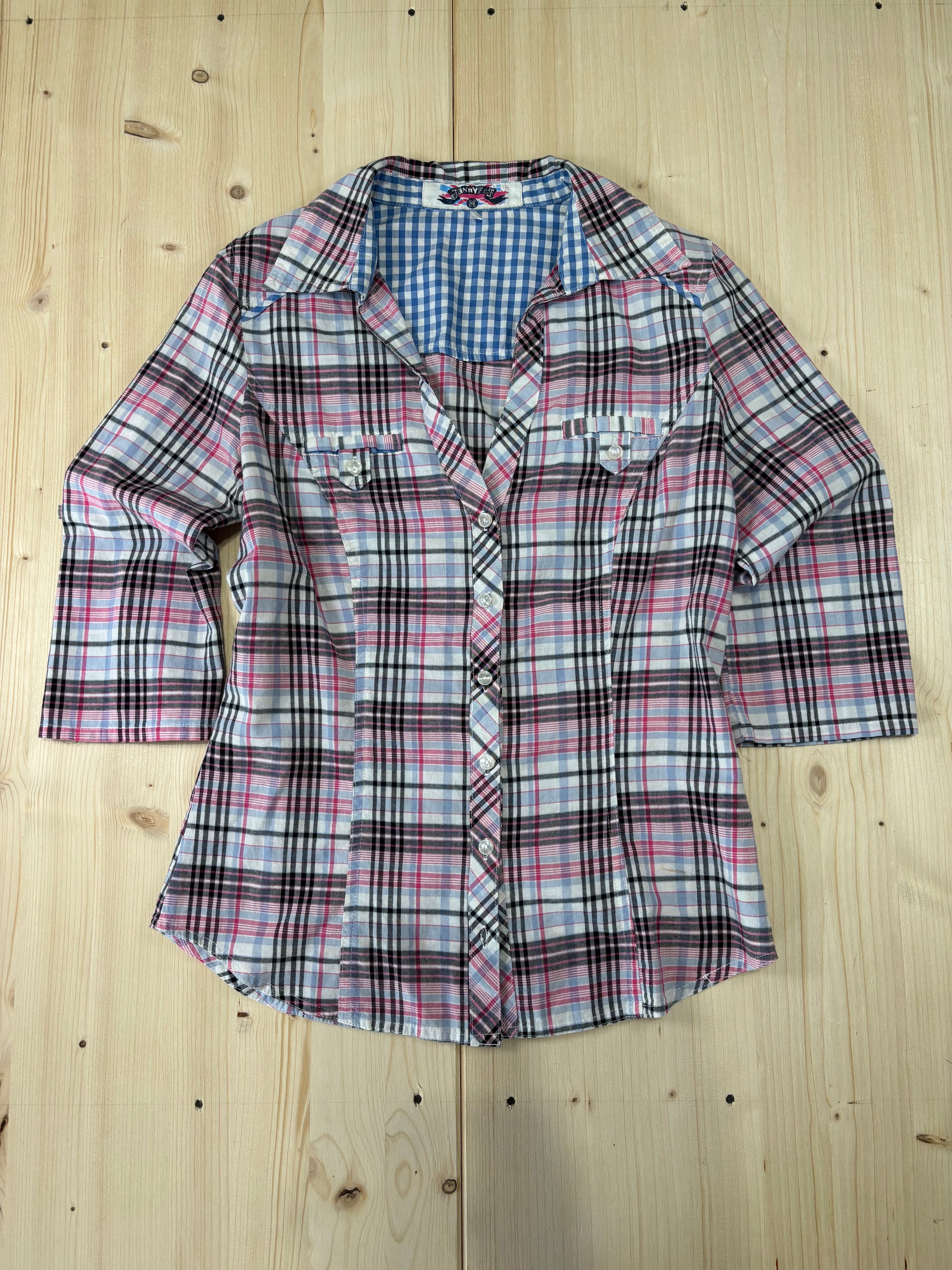 Camicia Donna Jennyfer a Quadri Rosa Y2K Vintage