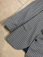 Vintage Schmitt & Lair Blazer Wool & Silk – Micro Check Blu & Bianco, Made in Germany