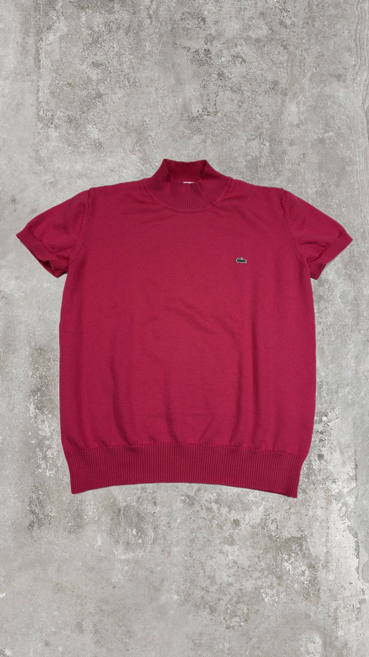 Vintage Lacoste Knit Mock Neck Top Short Sleeve - Fuchsia