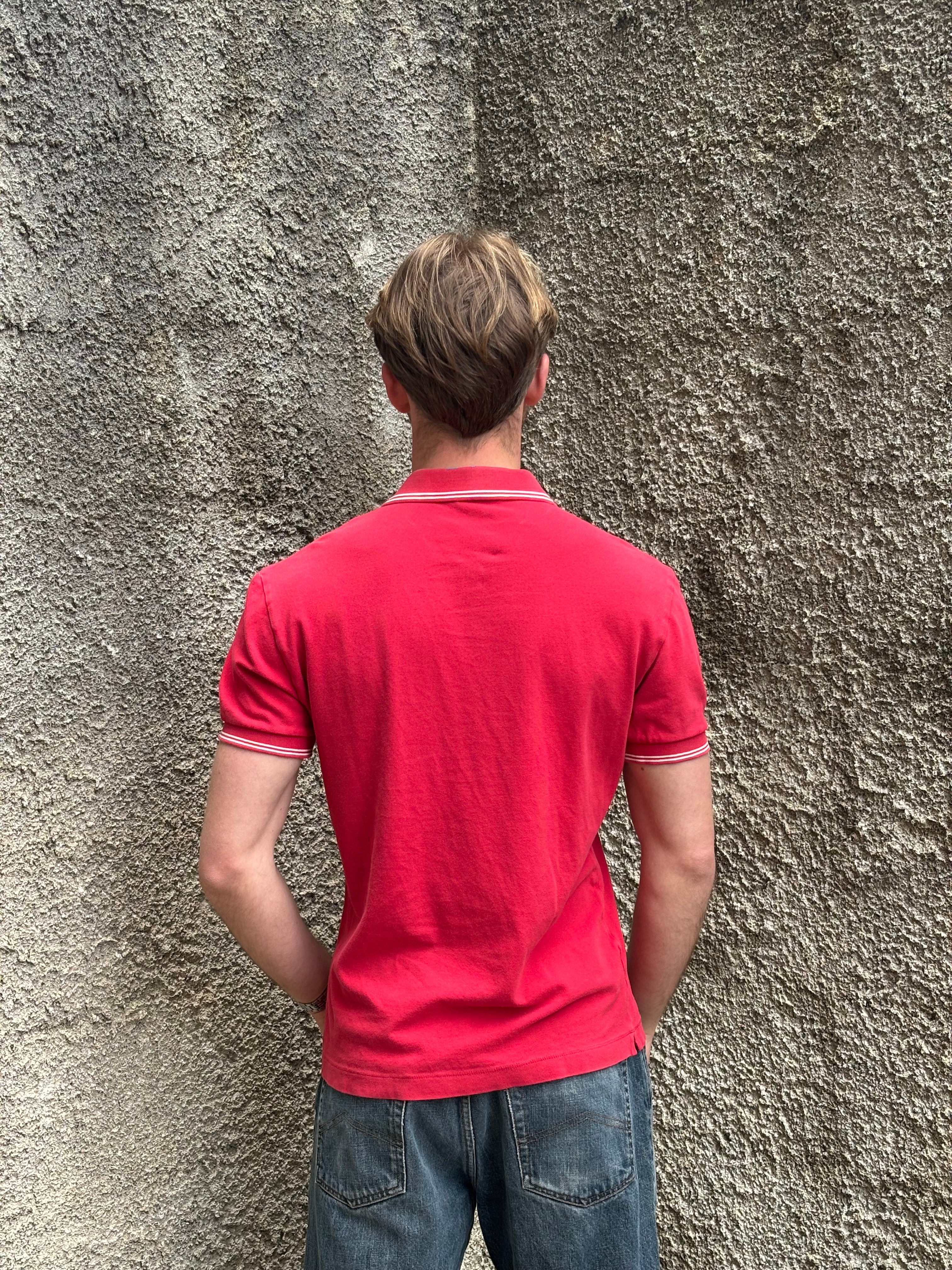 Polo GAS Uomo Rossa con Colletto a Righe – Regular Fit
