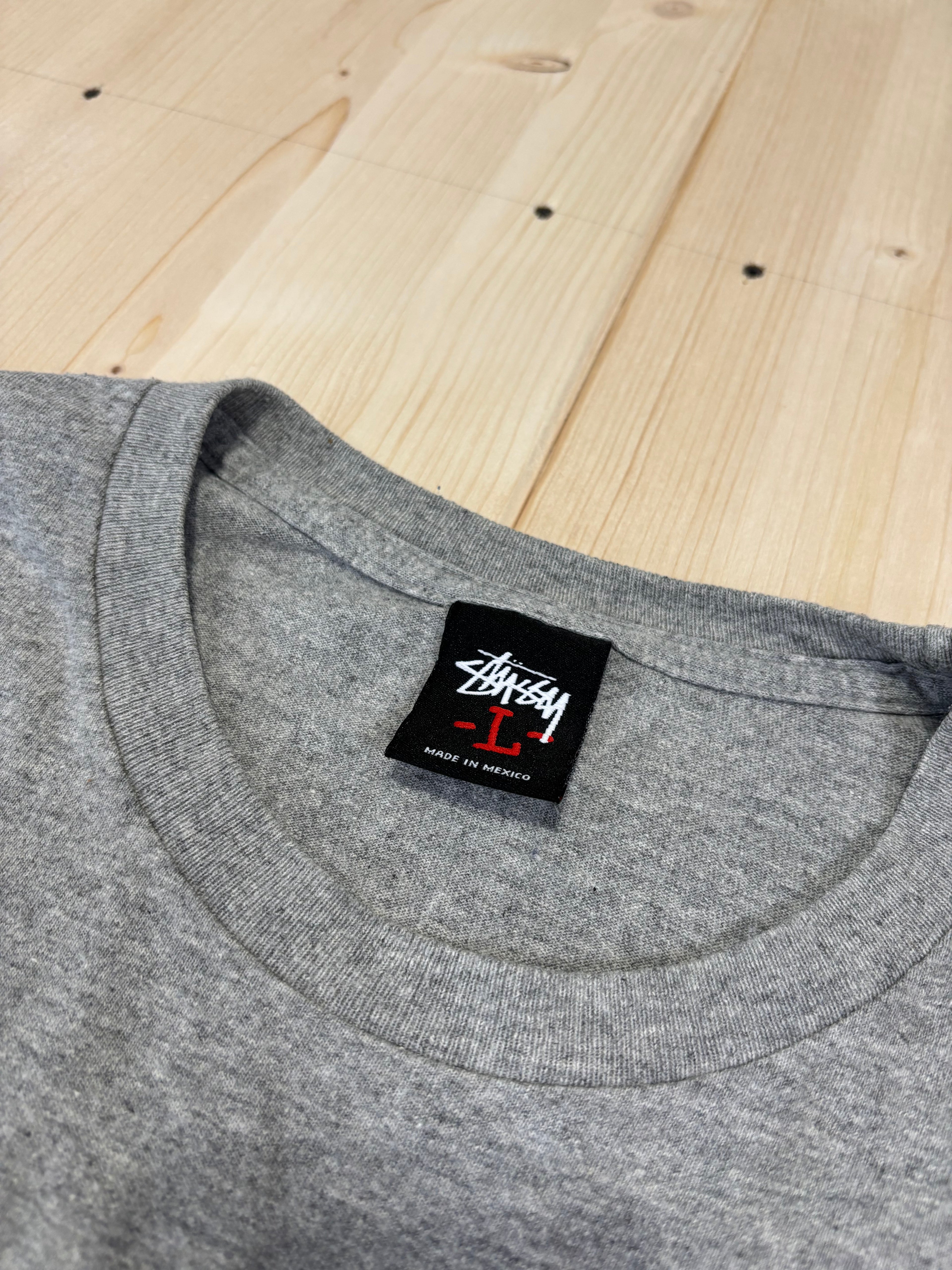 Vintage Stüssy Crown Logo Graphic T-Shirt Grey Streetwear