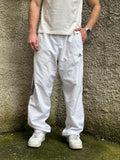 Adidas Vintage Cream Track Pants with Blue Navy Side Stripes
