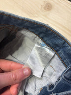 Gonna Vintage in Denim con Tasche Ricamate e Orlo Sfilacciato