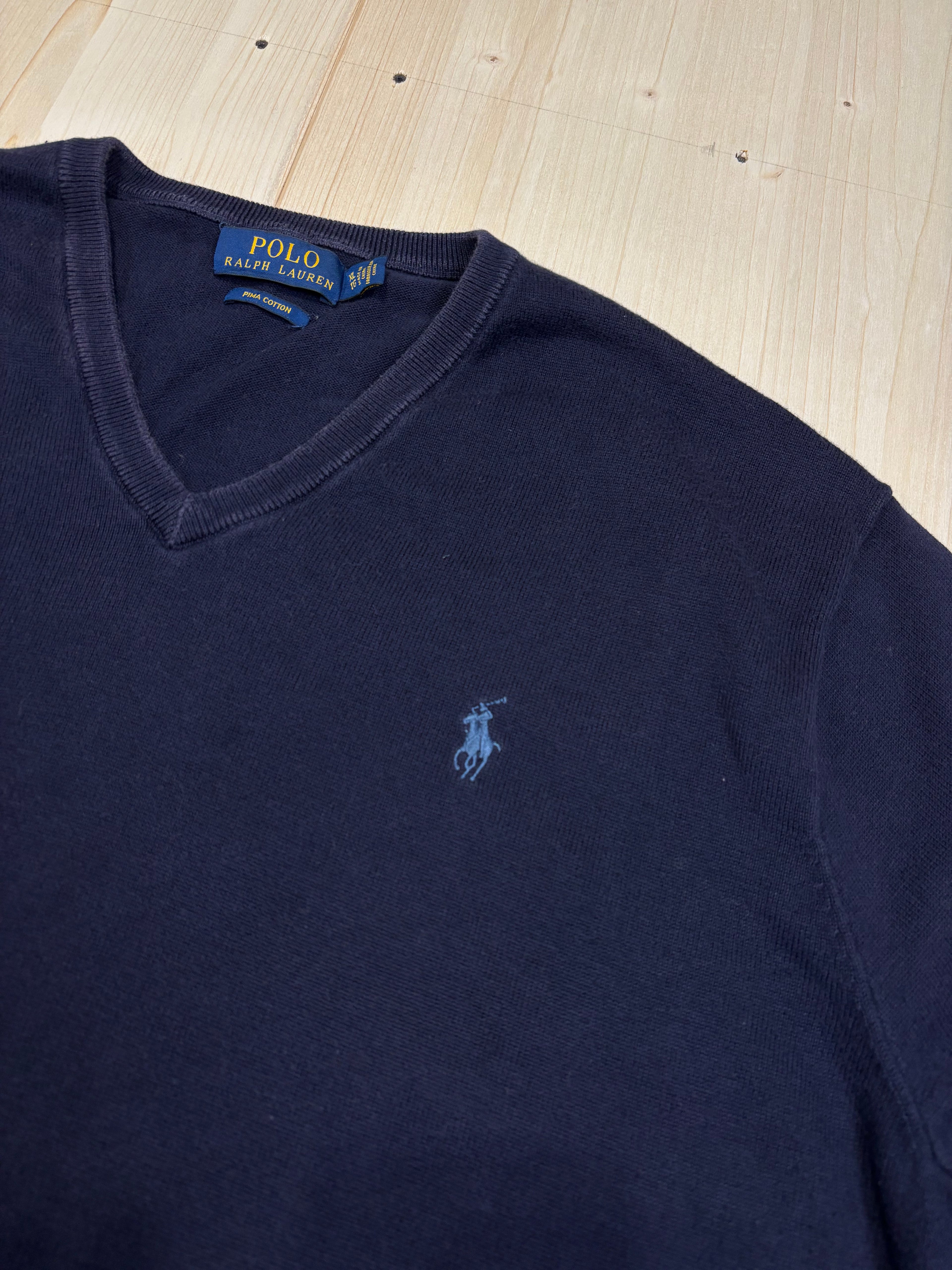 Polo Ralph Lauren Vintage V-Neck Sweater – Navy Blue