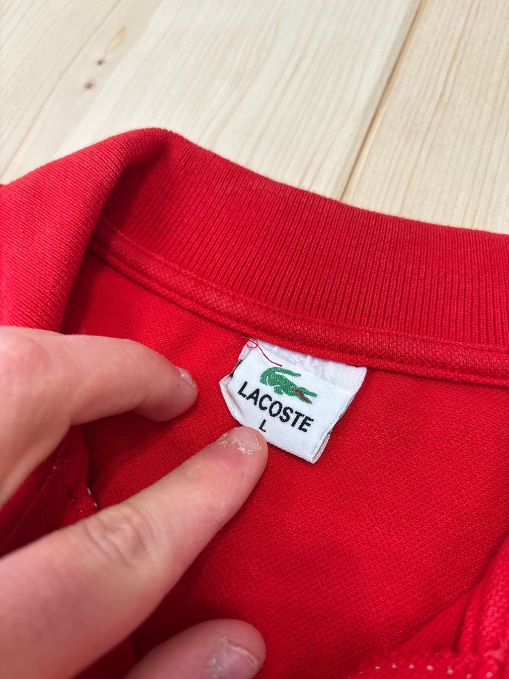 Polo Lacoste Rossa Vintage Logo Ricamato